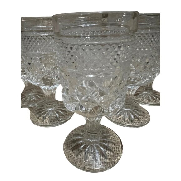 Vintage Set of 6 Crystal Goblet Pedestal Glasses 5.5" Molded Retro Elegant Decor - Picture 5 of 9